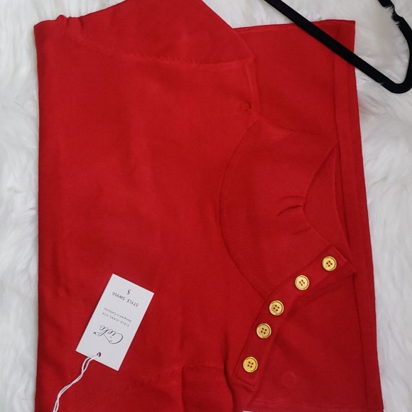 Women's embellished button shoulder knitt sweater - Picture 2 of 2